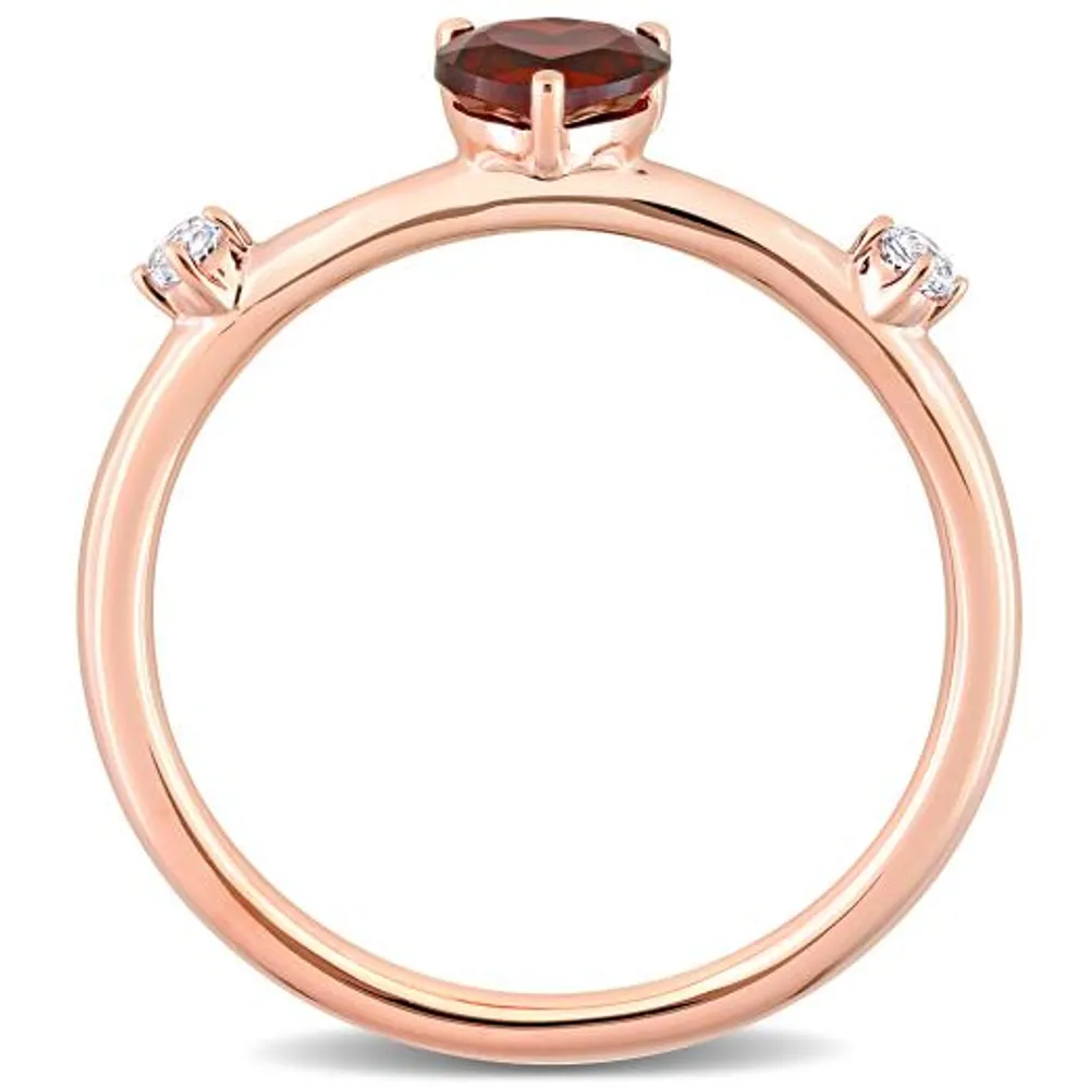 Julianna B 10K Rose Gold Garnet and Diamond Heart Ring