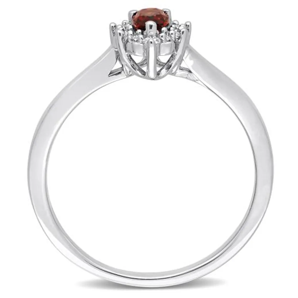 Julianna B Sterling Silver Garnet and White Topaz Ring