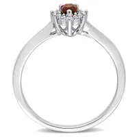 Julianna B Sterling Silver Garnet and White Topaz Ring