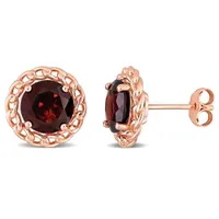 Julianna B Sterling Silver Rose Plated Garnet Earrings