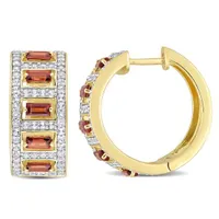 Julianna B Sterling Silver Garnet Hoop Earrings