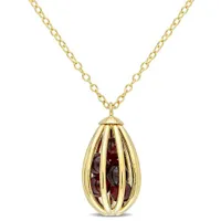 Julianna B Sterling Silver Yellow Plated Garnet Cage Pendant