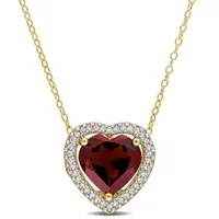 Julianna B Sterling Silver Yellow Plated Garnet and Diamond Heart Pendant