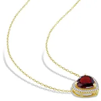 Julianna B Sterling Silver Yellow Plated Garnet and Diamond Heart Pendant