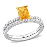 Julianna B 14K White & Yellow Gold Citrine and Diamond Bridal Set