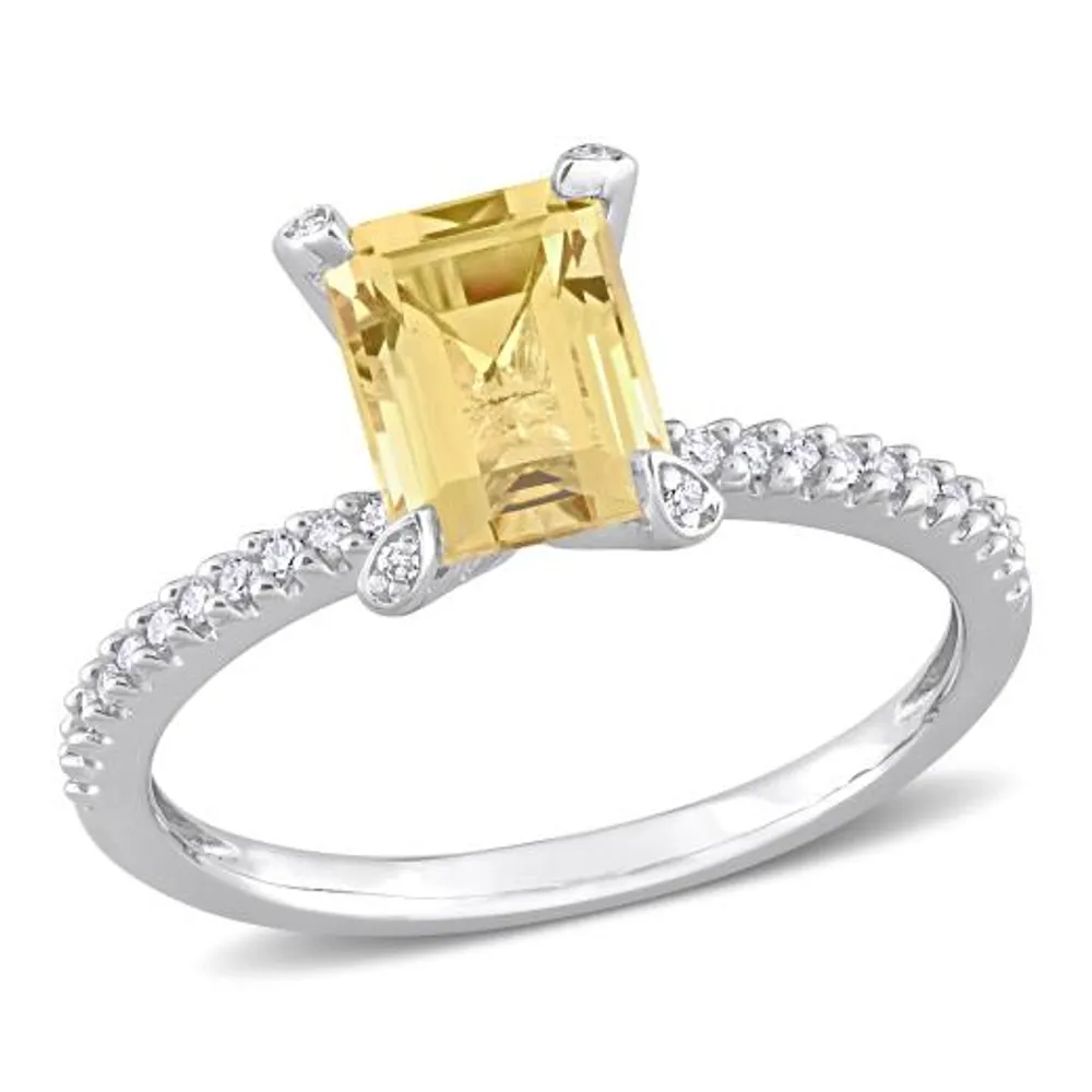 Julianna B 10K White Gold Citrine & Diamond Ring