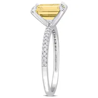 Julianna B 10K White Gold Citrine & Diamond Ring