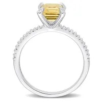 Julianna B 10K White Gold Citrine & Diamond Ring