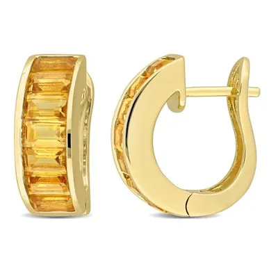 Julianna B Sterling Silver Yellow Plated Citrine Hoop Earrings