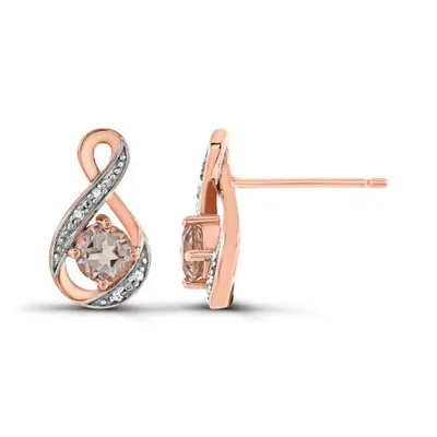 10K Rose Gold Morganite and Diamond Infinity Earrings