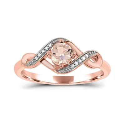10K Rose Gold Morganite and Diamond Infinity Ring