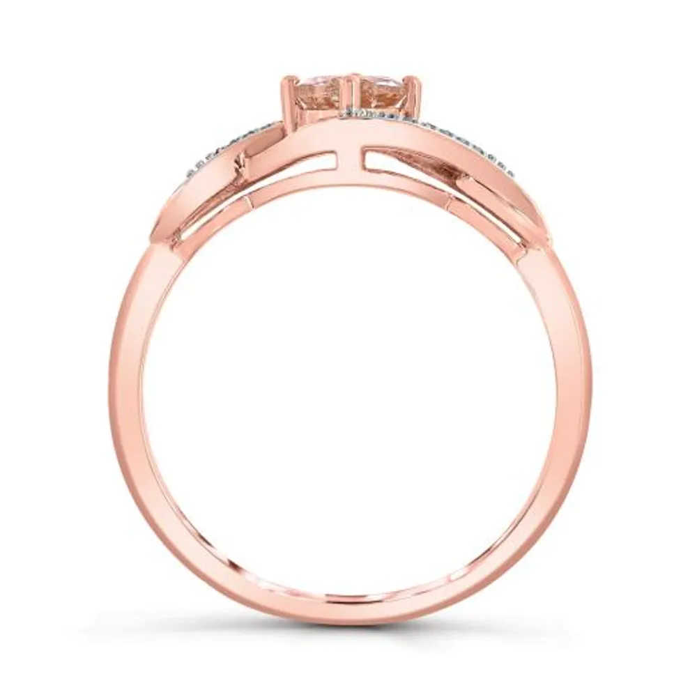 10K Rose Gold Morganite and Diamond Infinity Ring