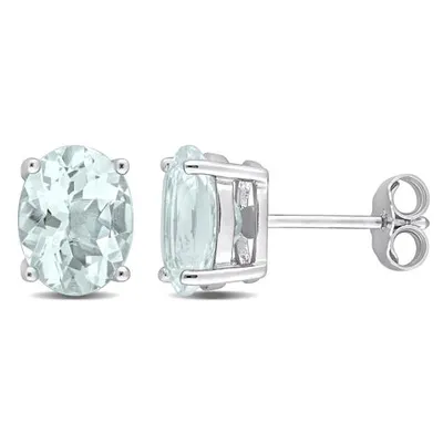 Julianna B Sterling Silver Aquamarine Stud Earrings