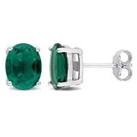 Julianna B Sterling Silver Created Emerald Stud Earrings