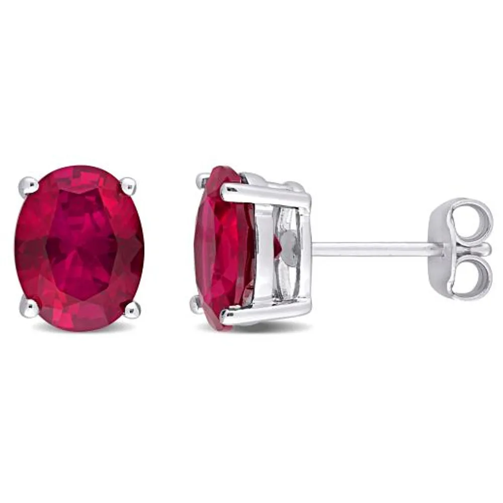 Julianna B Sterling Silver Created Ruby Stud Earrings