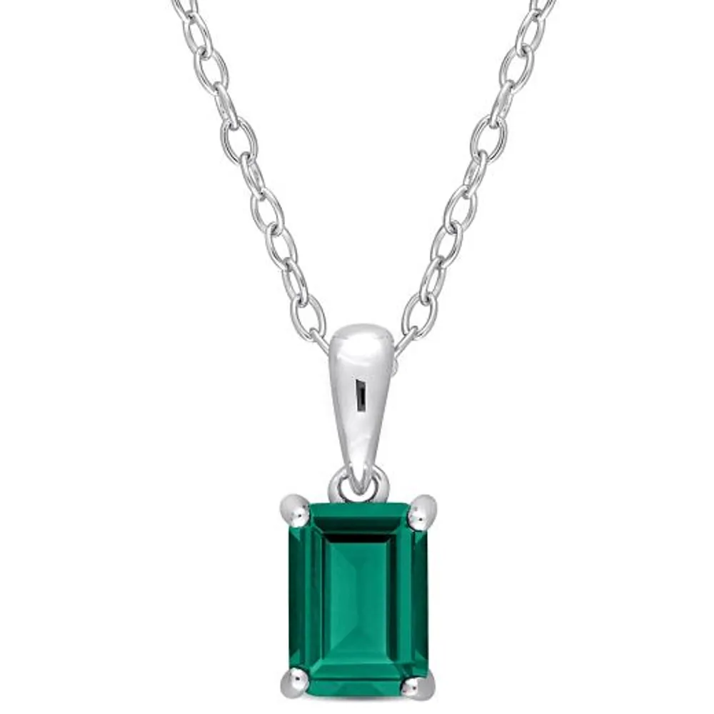 Julianna B Sterling Silver Created Emerald Pendant