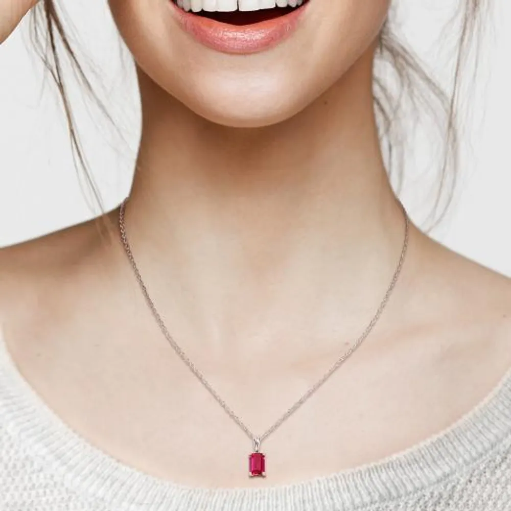 Julianna B Sterling Silver Created Ruby Pendant