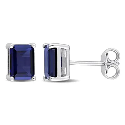 Julianna B Sterling Silver Created Sapphire Stud Earrings