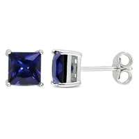 Julianna B Sterling Silver Created Sapphire Stud Earrings