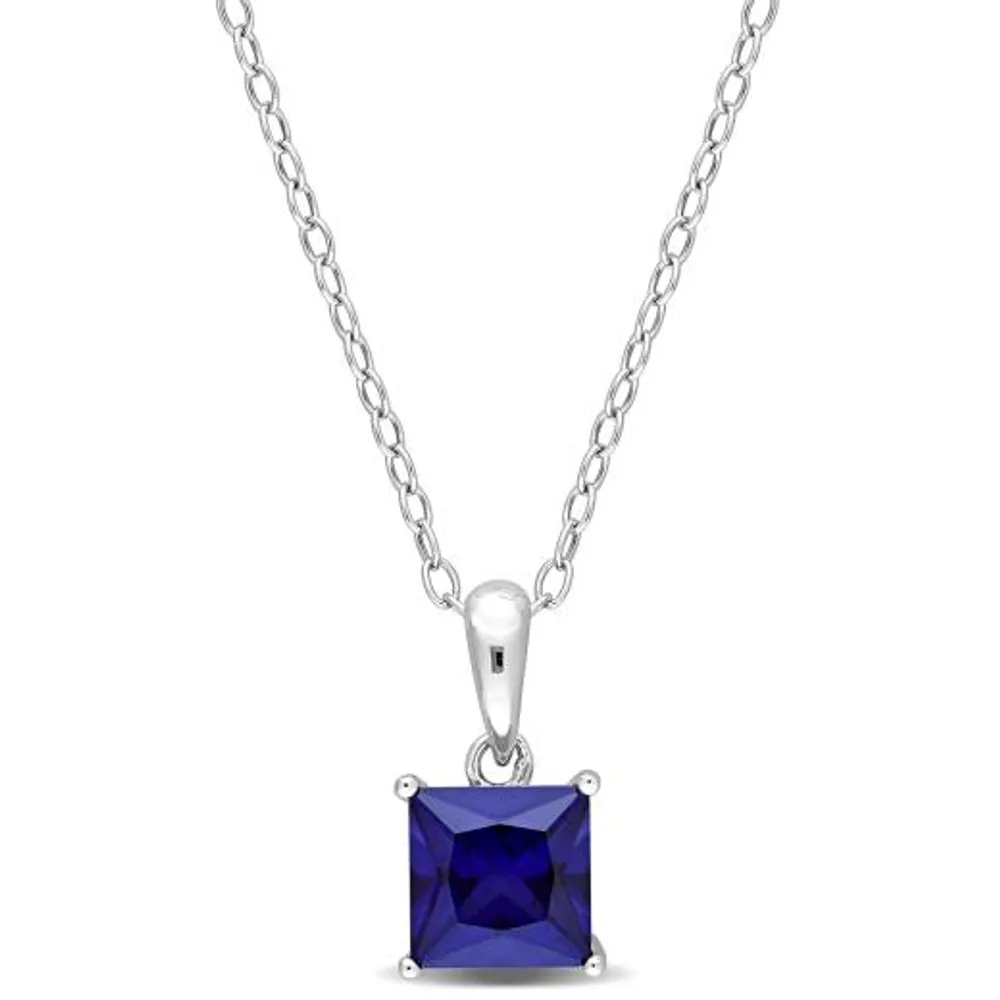 Julianna B Sterling Silver Created Sapphire Pendant