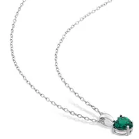 Julianna B Sterling Silver Created Emerald Pendant