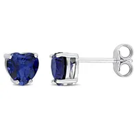 Julianna B Sterling Silver Created Sapphire Stud Earrings