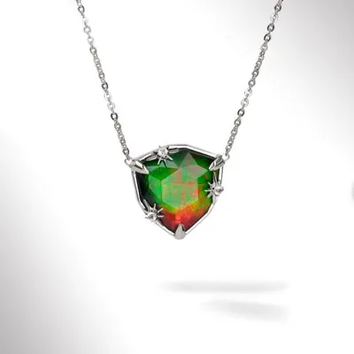 Korite Starlight Sterling Silver Ammolite and White Topaz Necklace