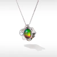 Korite Bloom Sterling Silver Ammolite 16" Pendant