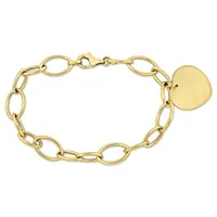 Julianna B 14K Yellow Gold 7.5" Heart Drop Link Bracelet