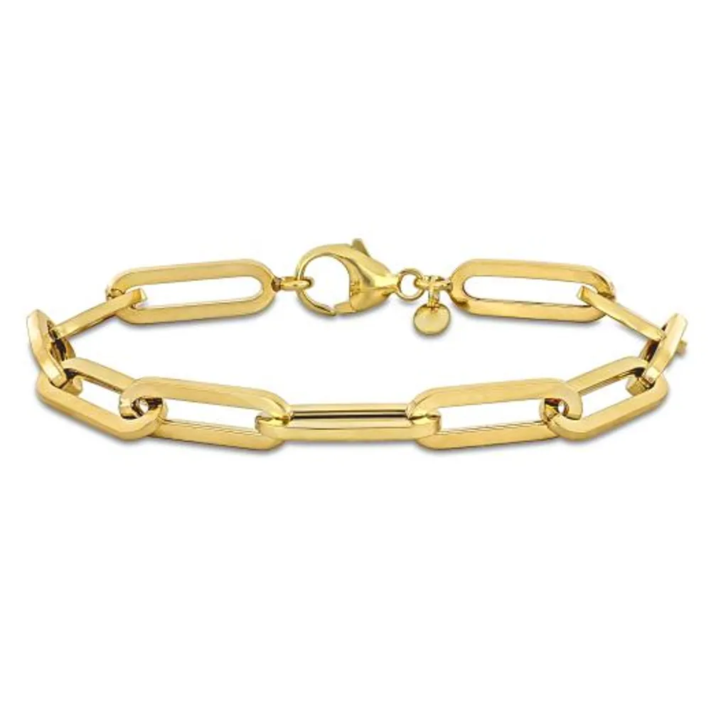 14K Yellow Gold Paper Clip Chain Bracelet