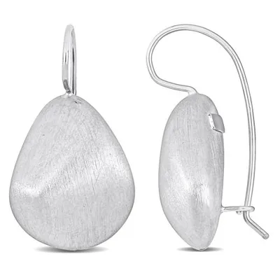 Julianna B 14K White Gold Tear Drop Dome Earring w/Matte Finish