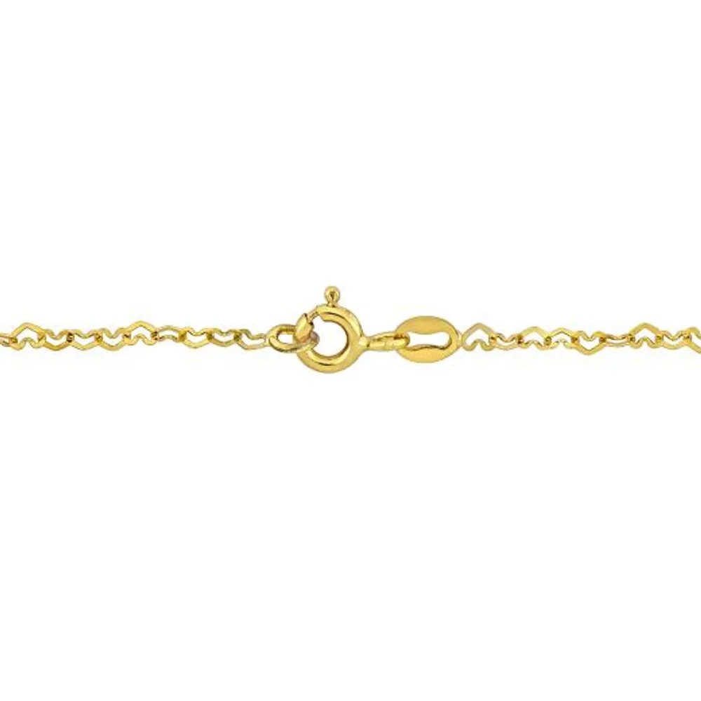 Julianna B 14K Yellow Gold 9" 2mm Heart Link Anklet