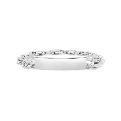 Sterling Silver 8.5" Figaro Link ID Bracelet