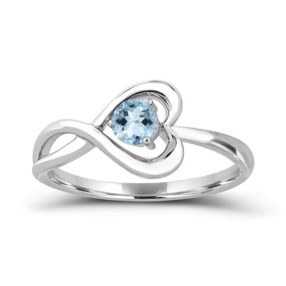 Sterling Silver Aquamarine Infinity Heart Ring