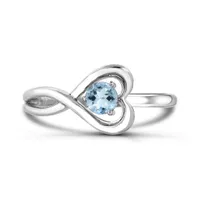 Sterling Silver Aquamarine Infinity Heart Ring