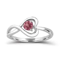 Sterling Silver Pink Tourmaline Infinity Heart Ring