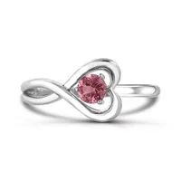 Sterling Silver Pink Tourmaline Infinity Heart Ring