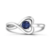 Sterling Silver Sapphire Infinity Heart Ring