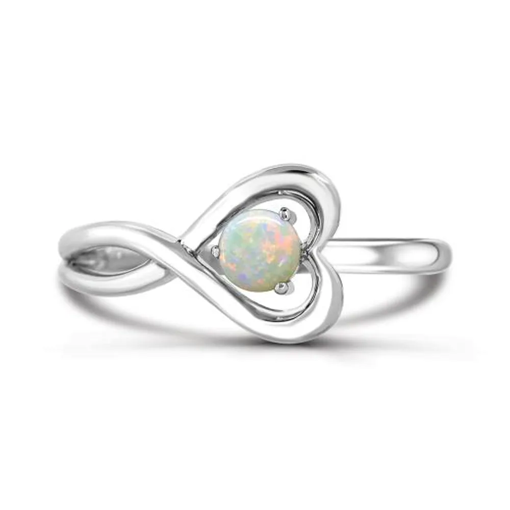 Sterling Silver Opal Infinity Heart Ring