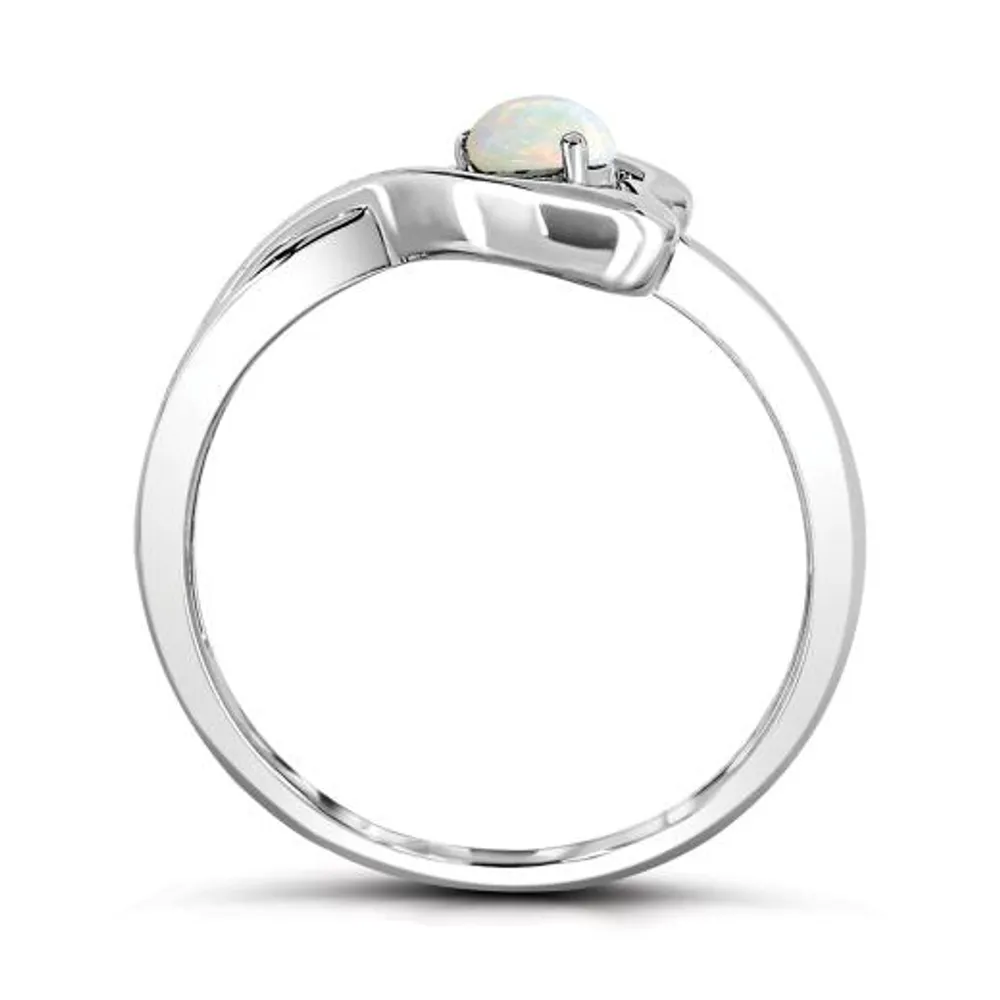 Sterling Silver Opal Infinity Heart Ring