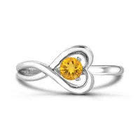 Sterling Silver Citrine Infinity Heart Ring