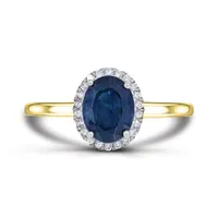 10K Yellow Gold Sapphire and Diamond Halo Ring