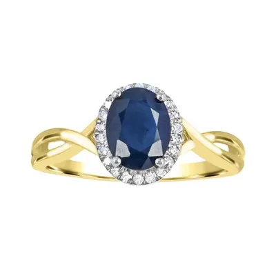 10K Yellow Gold Sapphire and Diamond Infinity Ring