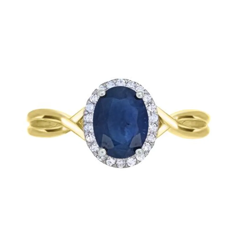 10K Yellow Gold Sapphire and Diamond Infinity Ring