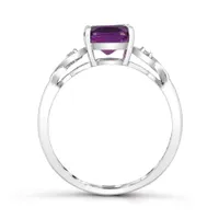 10K White Gold Amethyst and Diamond Infinity Ring