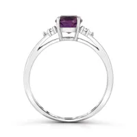 10K White Gold Amethyst and Diamond Ring