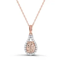 10K Rose Gold Morganite and White Sapphire 18" Pendant