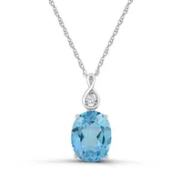 10K White Gold Swiss Blue Topaz and White Topaz Infinity 18" Pendant