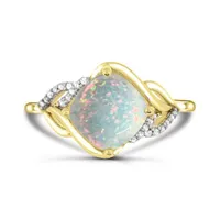 10K Yellow Gold Opal and Diamond Ring