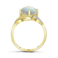 10K Yellow Gold Opal and Diamond Ring